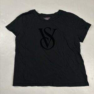 005  - VICTORIAS SECRET VS CROPED VELOUR BLACK T SHIRT